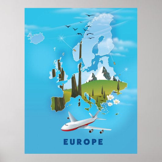 Affiche de voyage de paysage de carte d'Europe (Devant)