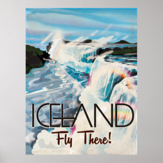 Affiche de voyage de paysage rétro d'Islande