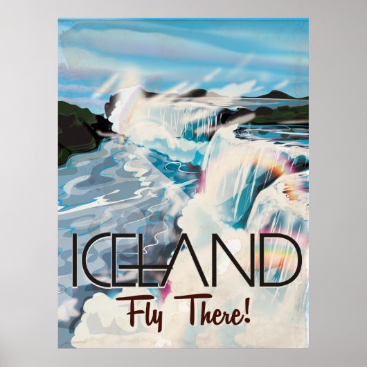 Affiche de voyage de paysage rétro d'Islande (Devant)