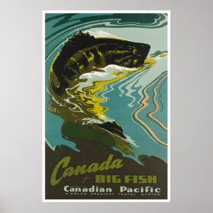 Affiche de voyage de pêche au Canada Art de pêcheu