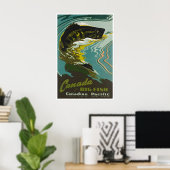 Affiche de voyage de pêche au Canada Art de pêcheu (Bureau à domicile)