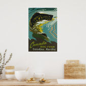 Affiche de voyage de pêche au Canada Art de pêcheu (Cuisine)