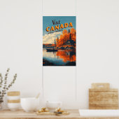 Affiche de voyage de pêche du lac Canada (Cuisine)