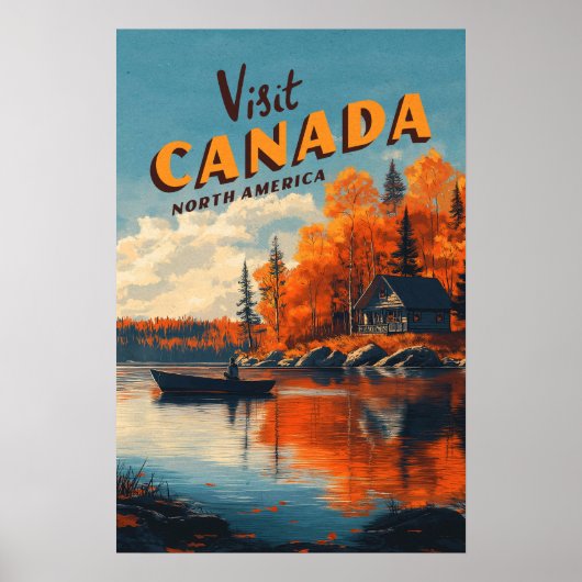 Affiche de voyage de pêche du lac Canada (Devant)