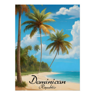 Affiche de voyage de plage de la République domini