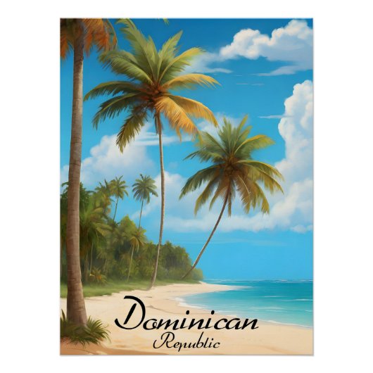 Affiche de voyage de plage de la République domini (Devant)