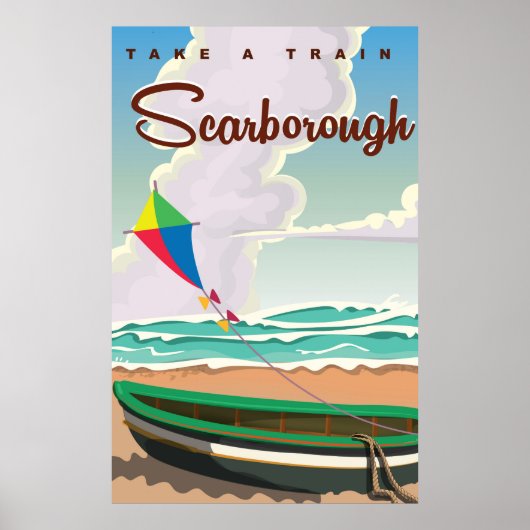 Affiche de voyage de plage de Scarborough (Devant)