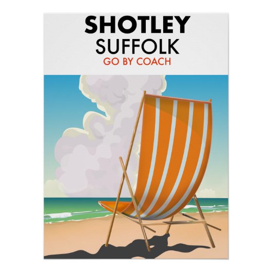 Affiche de voyage de plage Shotley suffolée (Devant)