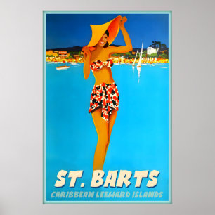 Affiche de voyage de plage tropicale des Caraïbes