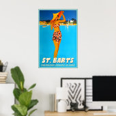 Affiche de voyage de plage tropicale des Caraïbes (Bureau à domicile)