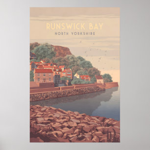 Affiche de voyage de Runswick Bay Yorkshire au bor