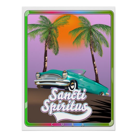 affiche de voyage de saint spirite Cuba. (Devant)