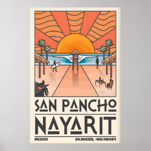 Affiche de voyage de San Pancho Nayarit Scène de p