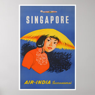 Affiche de voyage de Singapour Art mural asiatique