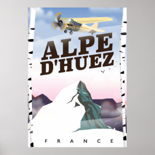 Affiche de voyage de ski à Alpe d'Huez, France