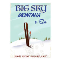 Affiche de voyage de ski à Big Sky, Montana