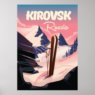 Affiche de voyage de ski à Kirovsk Russie