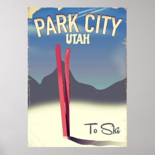 Affiche de voyage de ski à Park City Utah