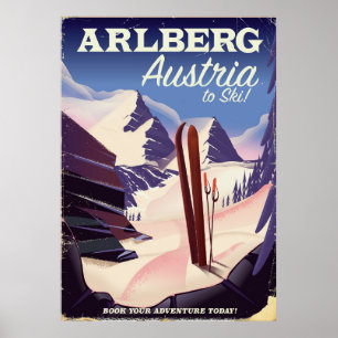 Affiche de voyage de ski Arlberg Autriche