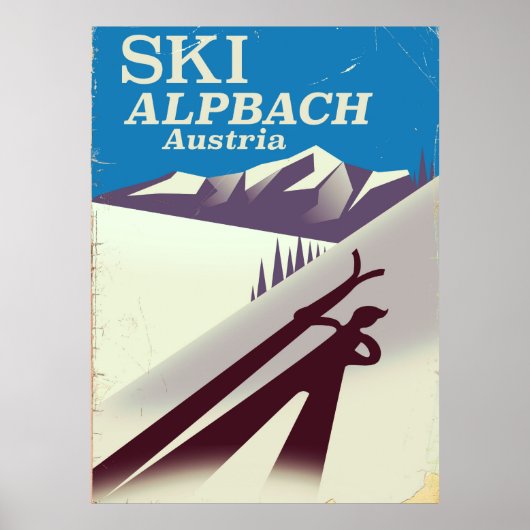 Affiche de voyage de ski autrichien à Alpbach (Devant)
