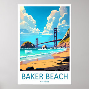 Affiche de voyage de ski de plage Baker nationale