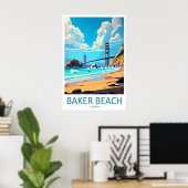 Affiche de voyage de ski de plage Baker nationale (Bureau à domicile)