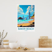 Affiche de voyage de ski de plage Baker nationale (Cuisine)