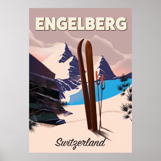 Affiche de voyage de ski Engelberg Suisse (Devant)