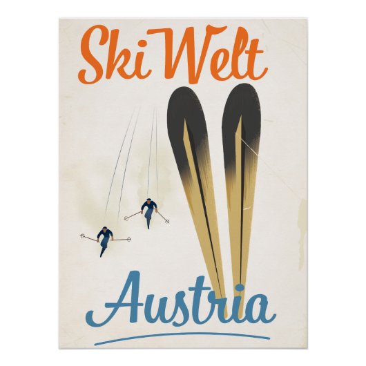 Affiche de voyage de ski Skiwelt Autriche (Devant)