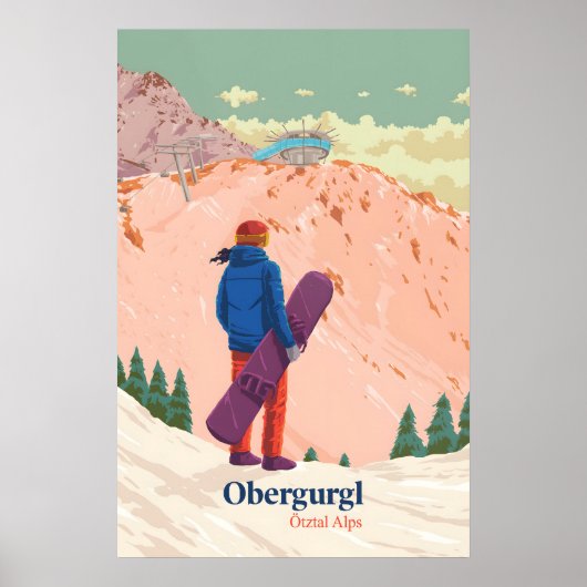 Affiche de voyage de snowboard à Obergurgl (Devant)