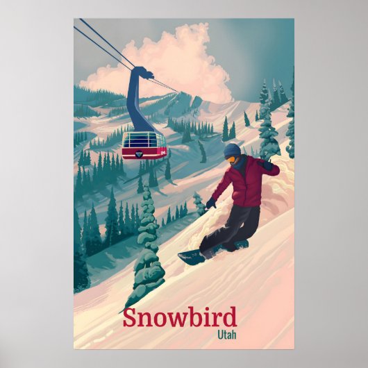 Affiche de voyage de snowboard à Snowbird (Devant)