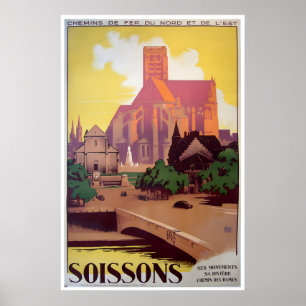 Affiche de voyage de Soissons Impression française