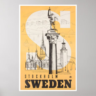 Affiche de voyage de Stockholm Suède Impression d'