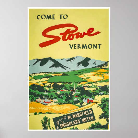 Affiche de voyage de Stowe Impression Vermont Art (Devant)