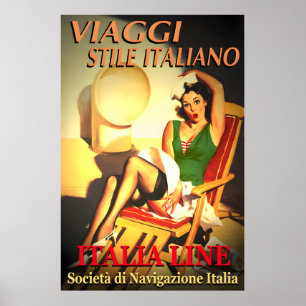 Affiche de voyage de style italien de la ligne ITA