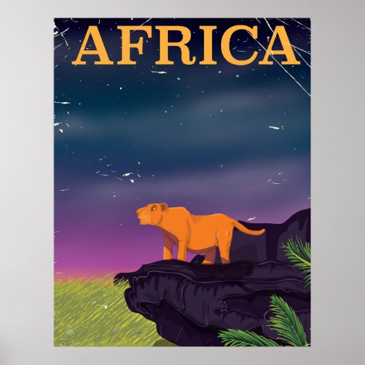 Affiche de voyage de style rétro de gros chat d'Af (Devant)