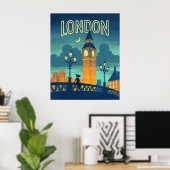 Affiche de voyage de style Vintage à Londres (Bureau à domicile)