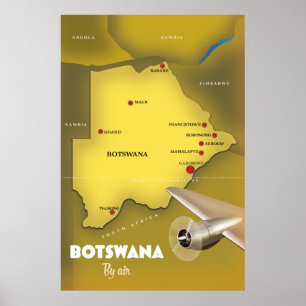affiche de voyage de style vintage du Botswana.