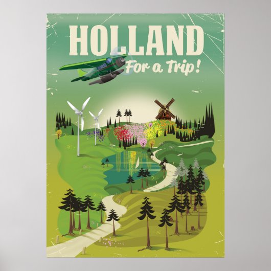 Affiche de voyage de style vintage Hollande (Devant)