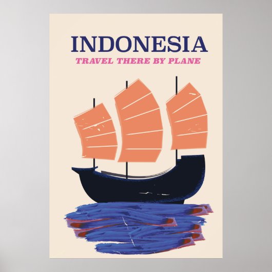 Affiche de voyage de style vintage Indonésie (Devant)
