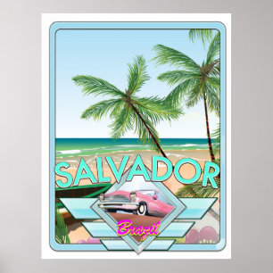Affiche de voyage de style vintage Salvador Brésil