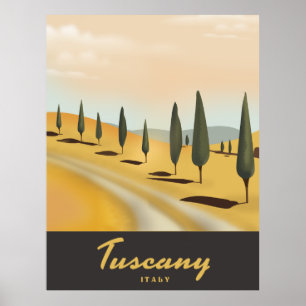 Affiche de voyage de style vintage Toscane Italie