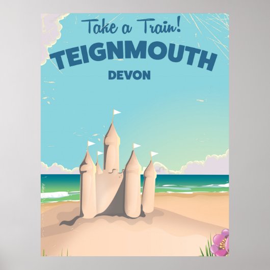 Affiche de voyage de Teignmouth Beach Devon Vintag (Devant)