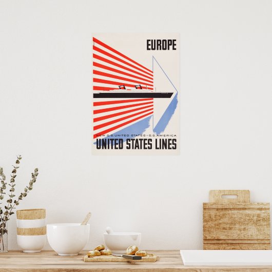 Affiche de voyage de United States Lines (Cuisine)