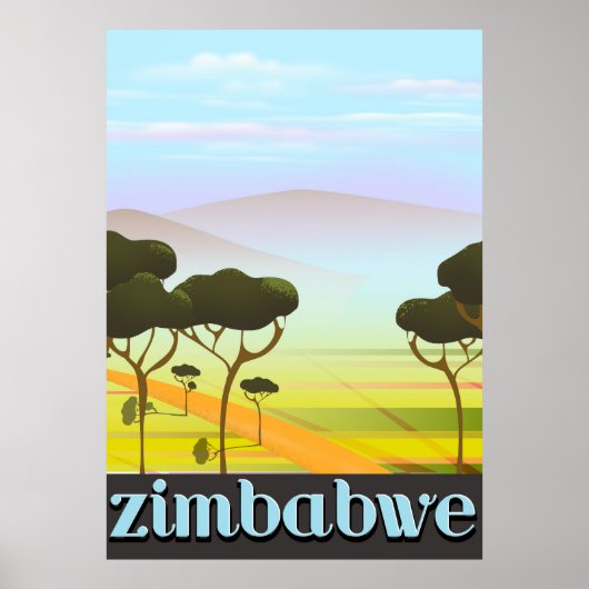Affiche de voyage de vacances au Zimbabwe (Devant)