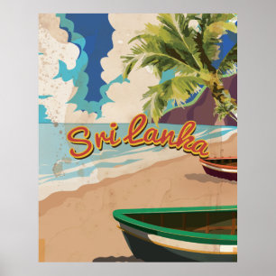 Affiche de voyage de vacances vintage au Sri Lanka