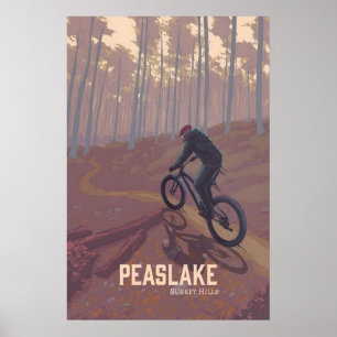 Affiche de voyage de vélo de montagne à Peaslake