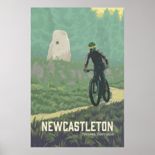 Affiche de voyage de vélo de montagne de Newcastle