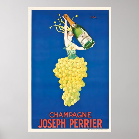 Affiche de voyage de vin de Champagne vintage (Devant)