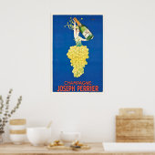 Affiche de voyage de vin de Champagne vintage (Cuisine)